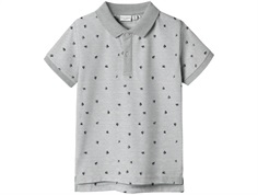 Name It polo t-shirt light grey melange with boat print